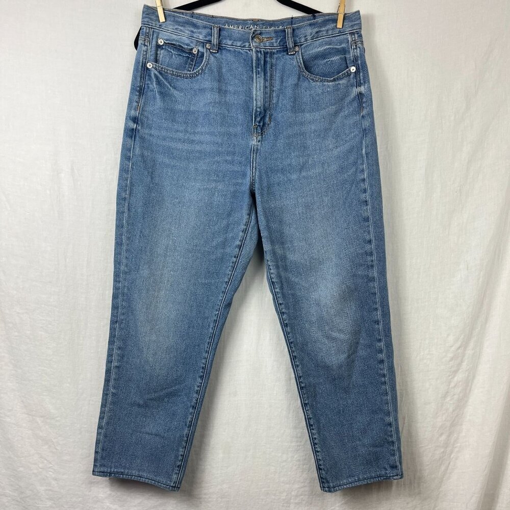 American Eagle Mom Jeans‎ 32x24 Curvy High Waist Tapered Hemmed Ankle Cropped